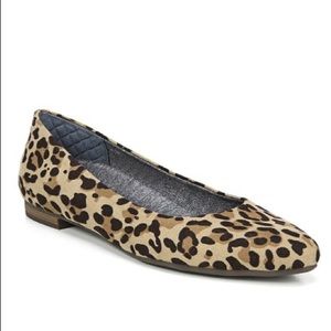DR SCHOLLS Faux Suede Leopard Print Aston Flats NEW